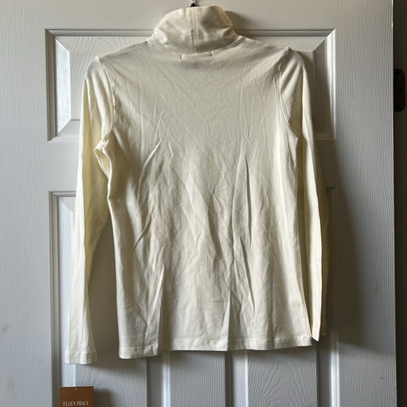 NWT Ellen Tracy Cream Cotton Turtleneck - Picture 5 of 5
